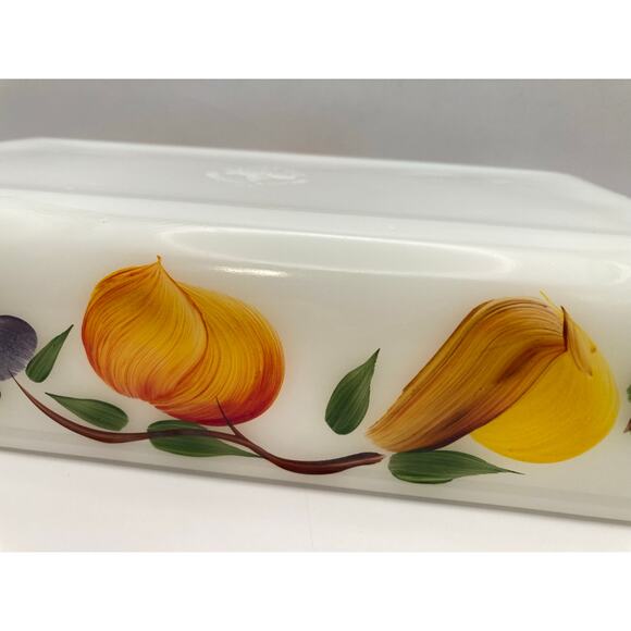 VTG Anchor Hocking Fire King Baking Casserole Pan Dish Hand Painted 10x6.5 - Picture 4 of 10